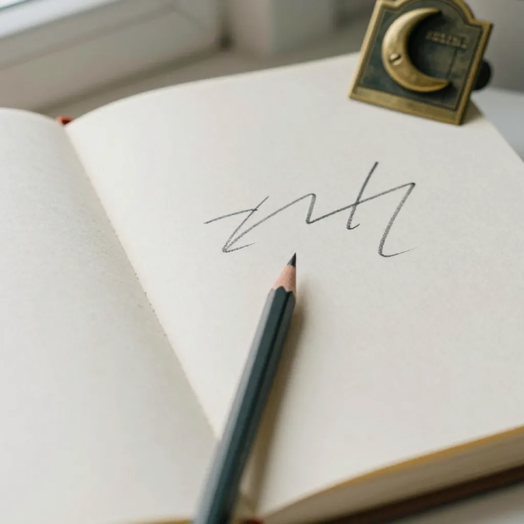 Open notebook and pencil on linen